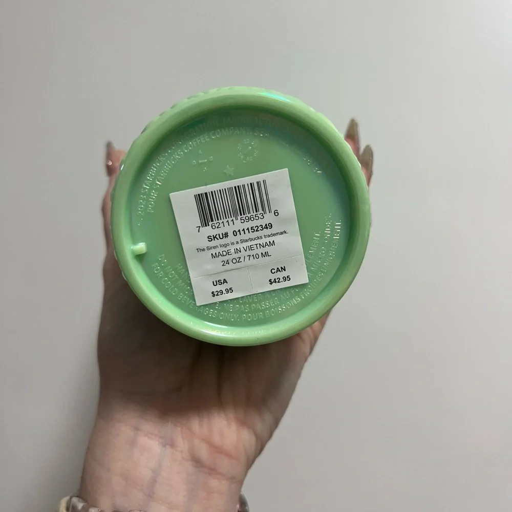 Starbucks 24 oz Iridescent Mint Green Tumbler Cup with Straw